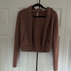 SKIMS Teddy Zip Hoodie Jacket in Dusty Rose